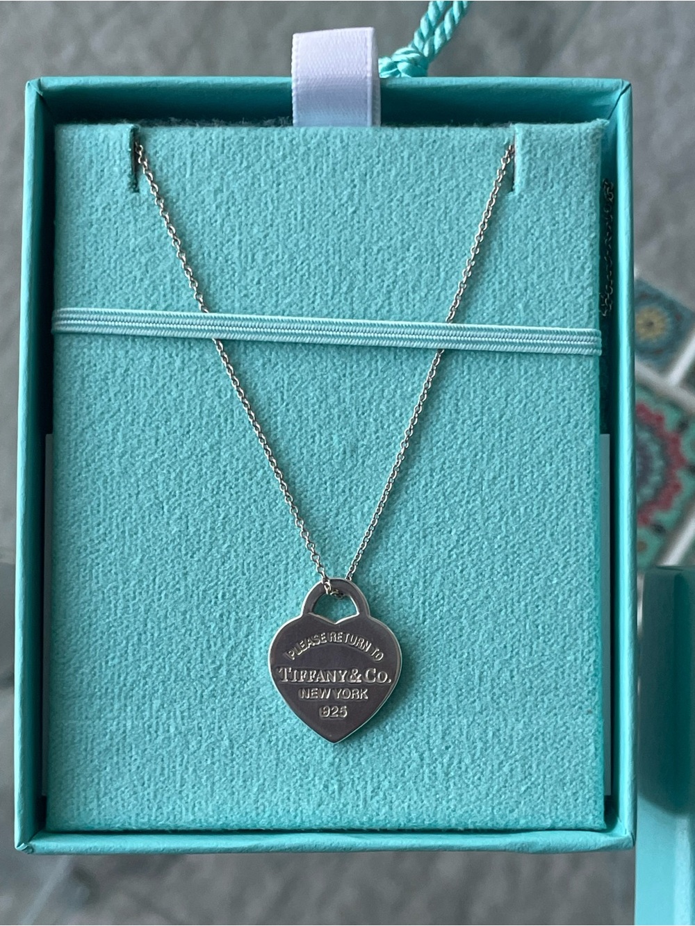 Tiffany & Co. Silver Heart Tag Necklace with Signature Blue - Picture 3 of 10